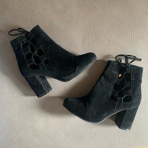 Black Suede Heeled Booties